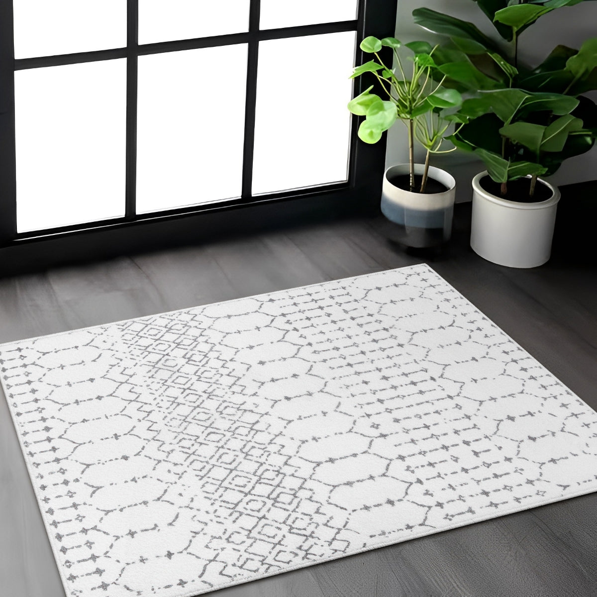 Hana Washable Moroccan Geometric White Area Rug Area Rugs Lahome