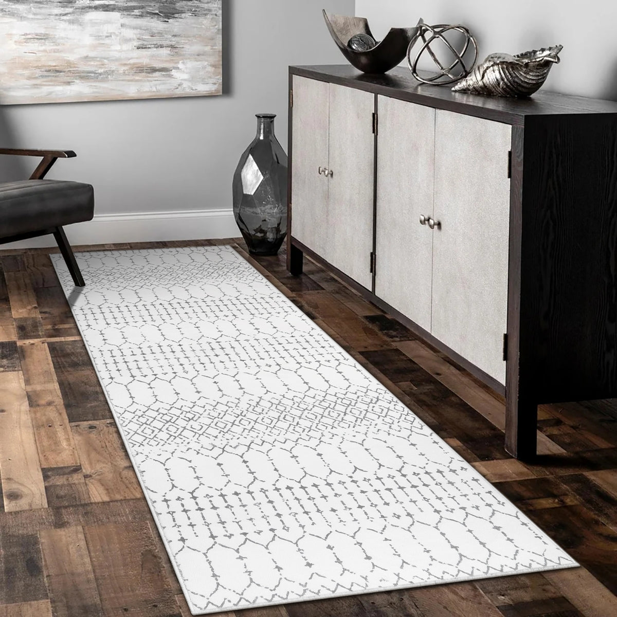 Hana Washable Moroccan Geometric White Area Rug Area Rugs Lahome