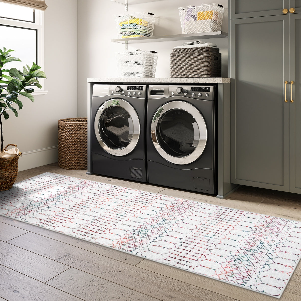 Hana Washable Moroccan Geometric Colorful Rug Area Rugs Lahome 2' x 8'