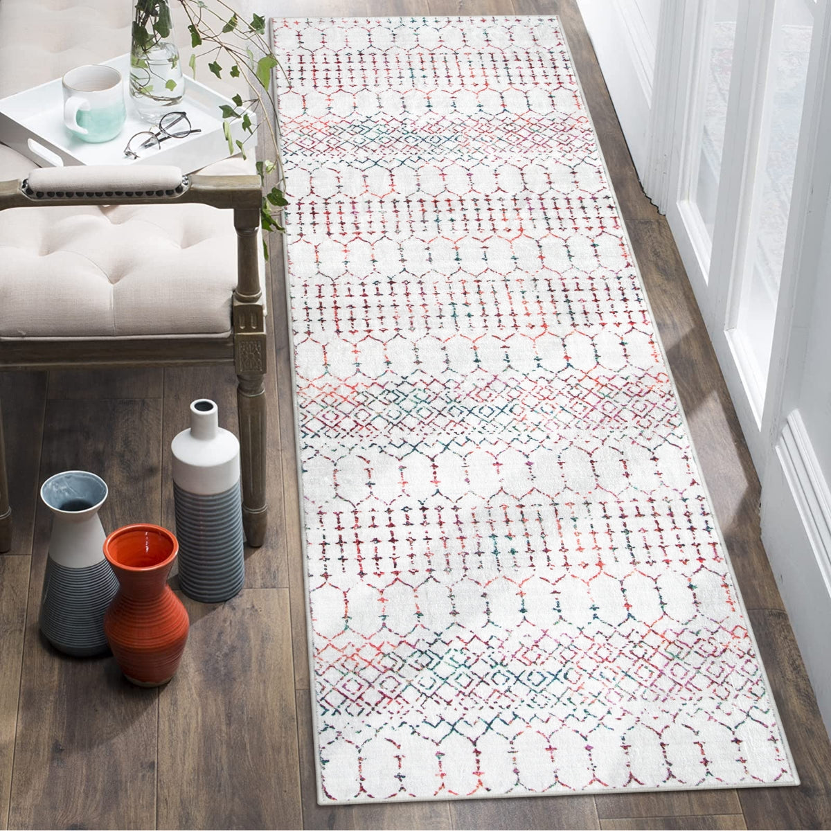 Hana Washable Moroccan Geometric Colorful Rug Area Rugs Lahome