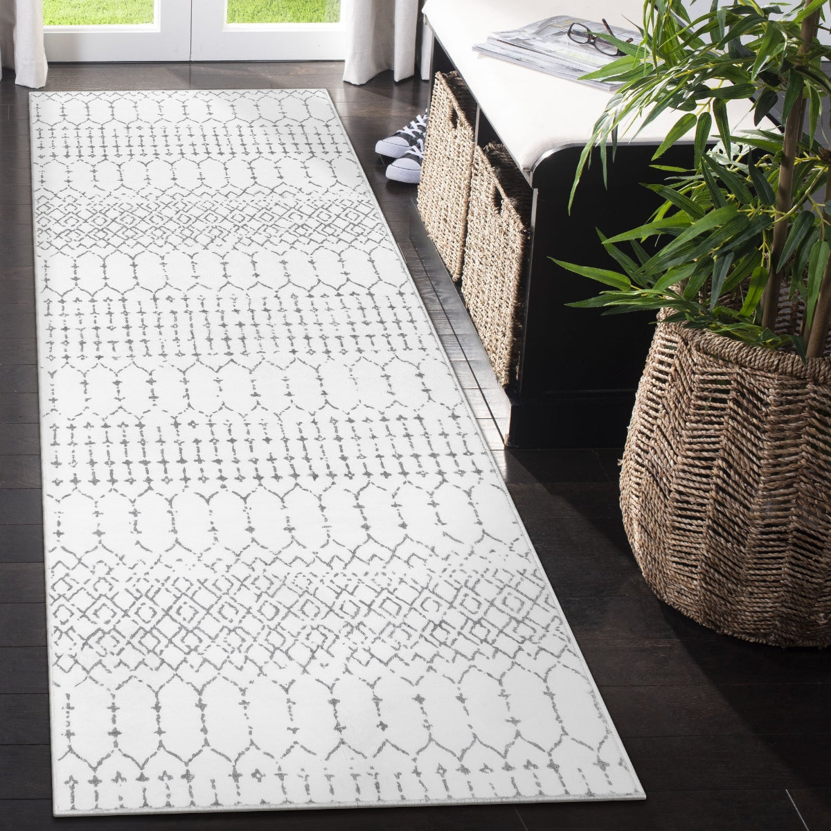 Hana Washable Moroccan Geometric White Area Rug Area Rugs Lahome