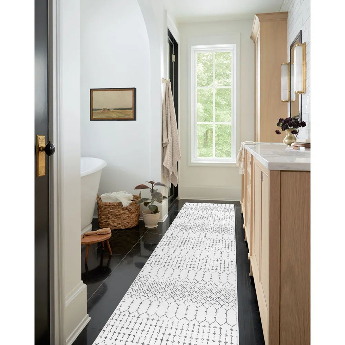 Hana Washable Moroccan Geometric White Area Rug Area Rugs Lahome
