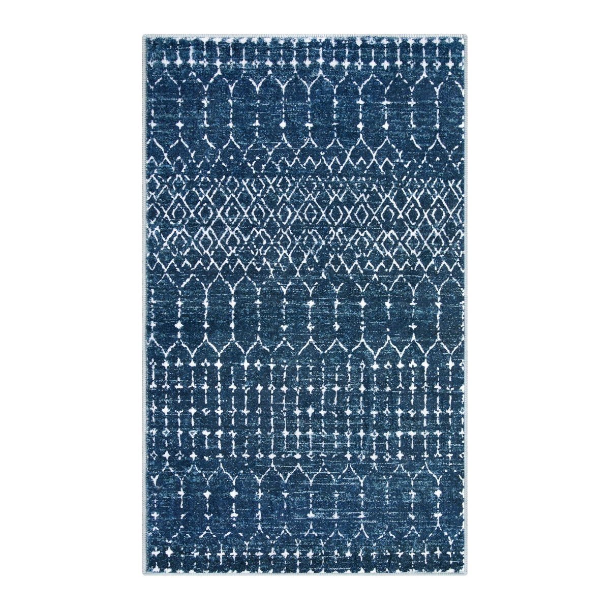 Hana Washable Moroccan Geometric Blue Rug Area Rugs Lahome