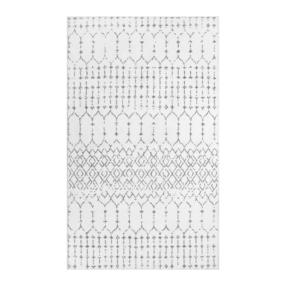 Hana Washable Moroccan Geometric White Rug Area Rugs Lahome