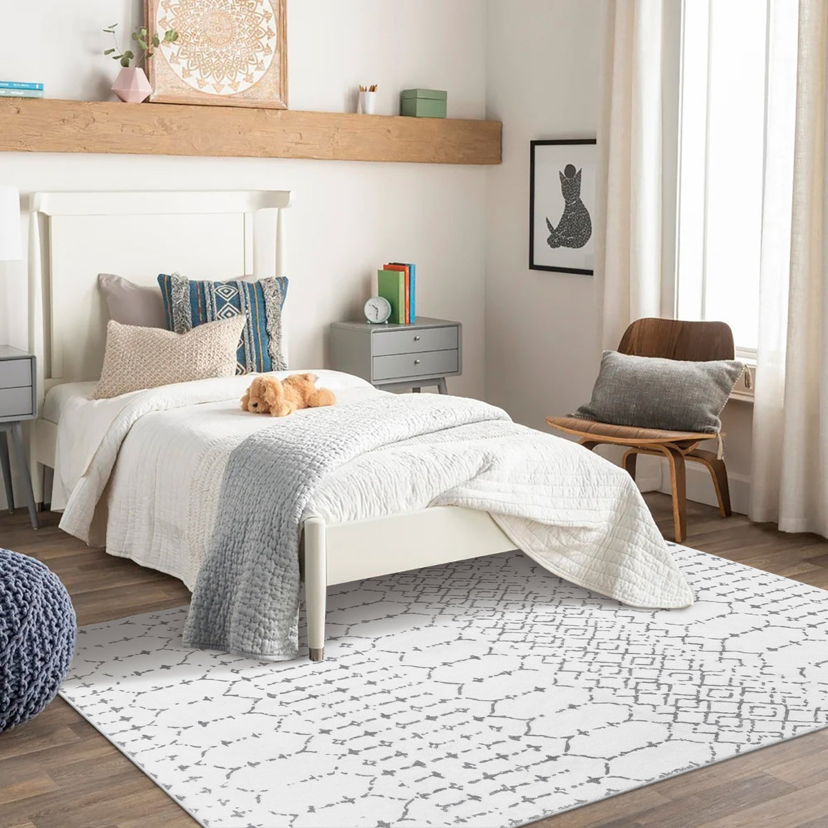Hana Moroccan Geometric Grey Area Rug