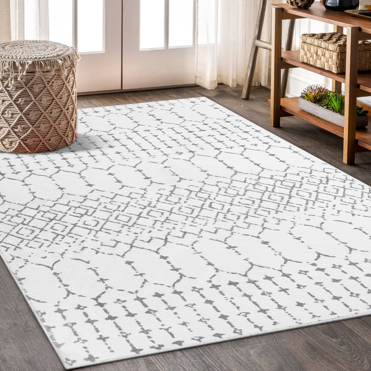 Hana Moroccan Geometric Grey Area Rug