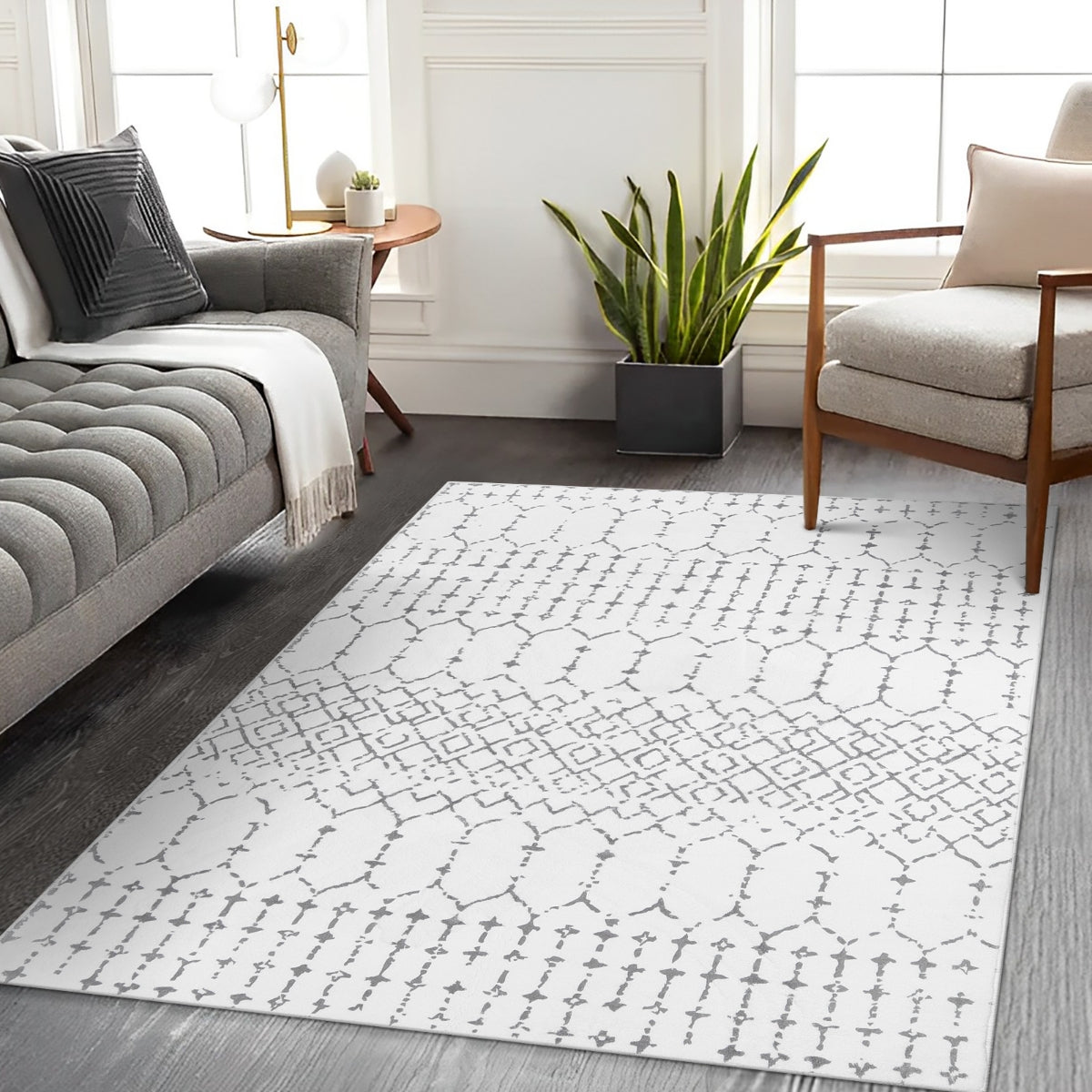 Hana Moroccan Geometric Grey Area Rug