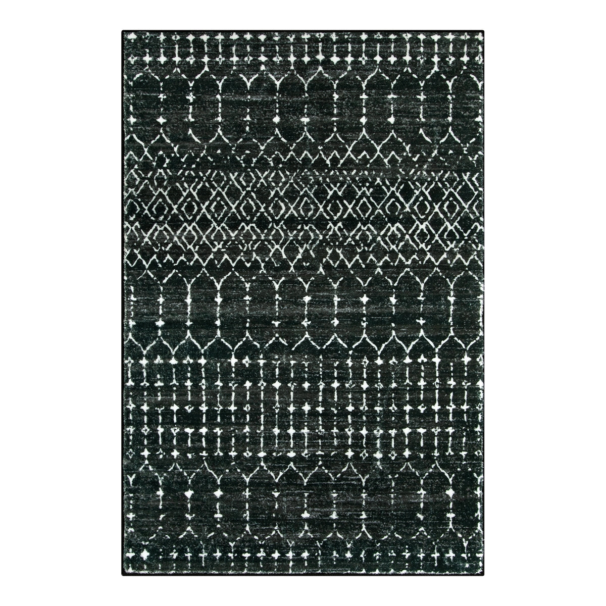Hana Washable Moroccan Geometric Black Rug Area Rugs Lahome