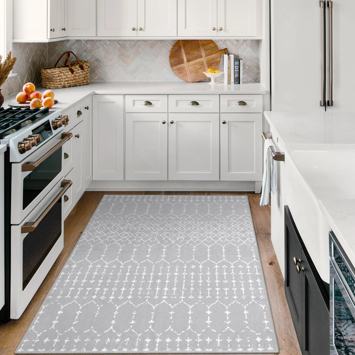 Hana Washable Moroccan Geometric Grey Area Rug Area Rugs Lahome