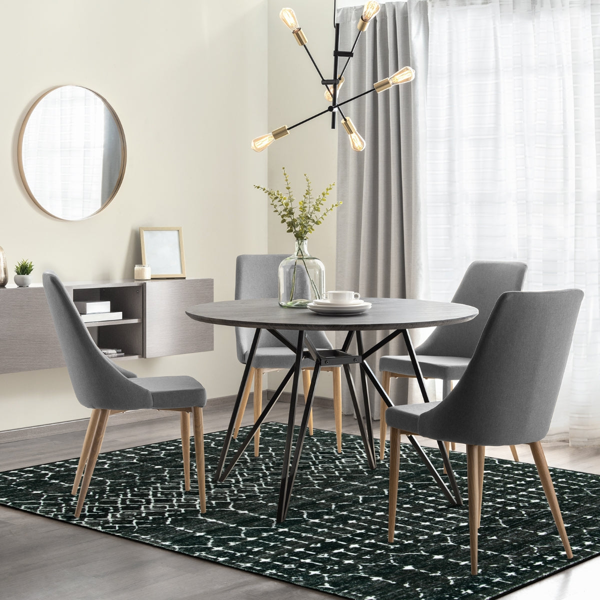 Hana Washable Moroccan Geometric Black Rug Area Rugs Lahome