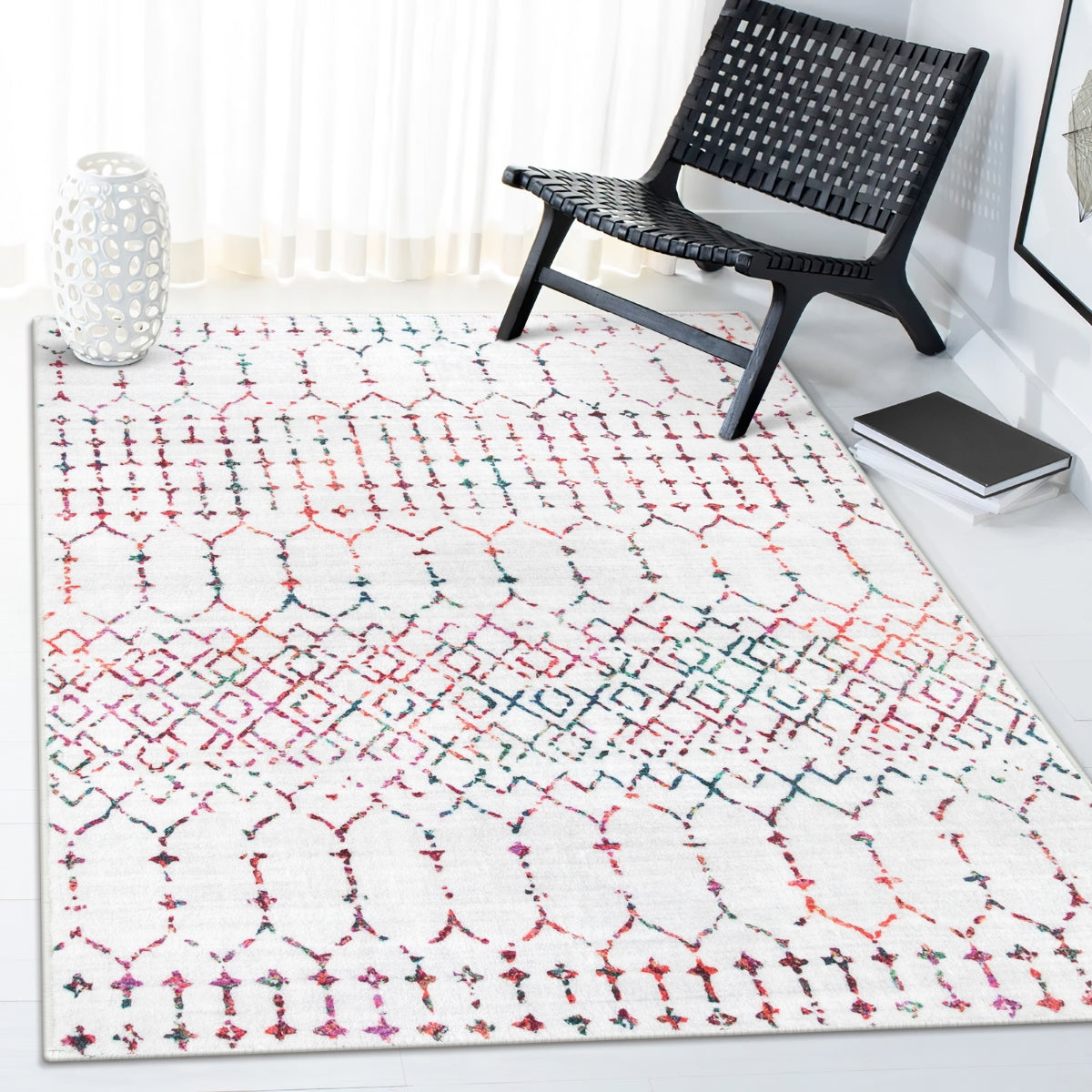 Hana Washable Moroccan Geometric Colorful Rug Area Rugs Lahome