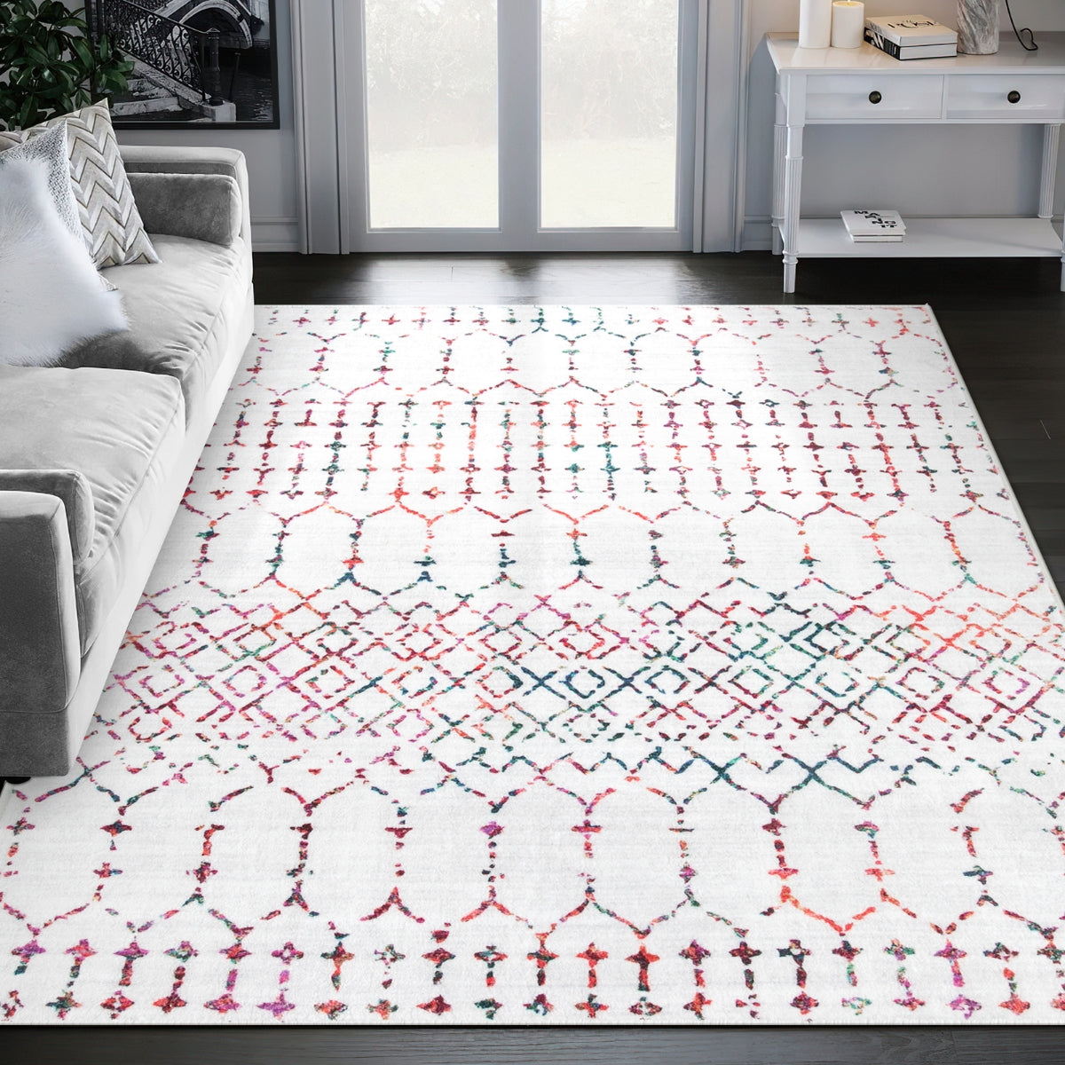 Hana Washable Moroccan Geometric Colorful Rug Area Rugs Lahome