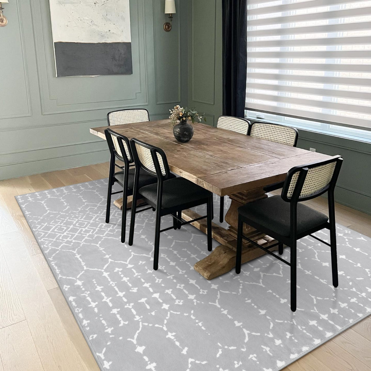 Hana Washable Moroccan Geometric Grey Area Rug Area Rugs Lahome