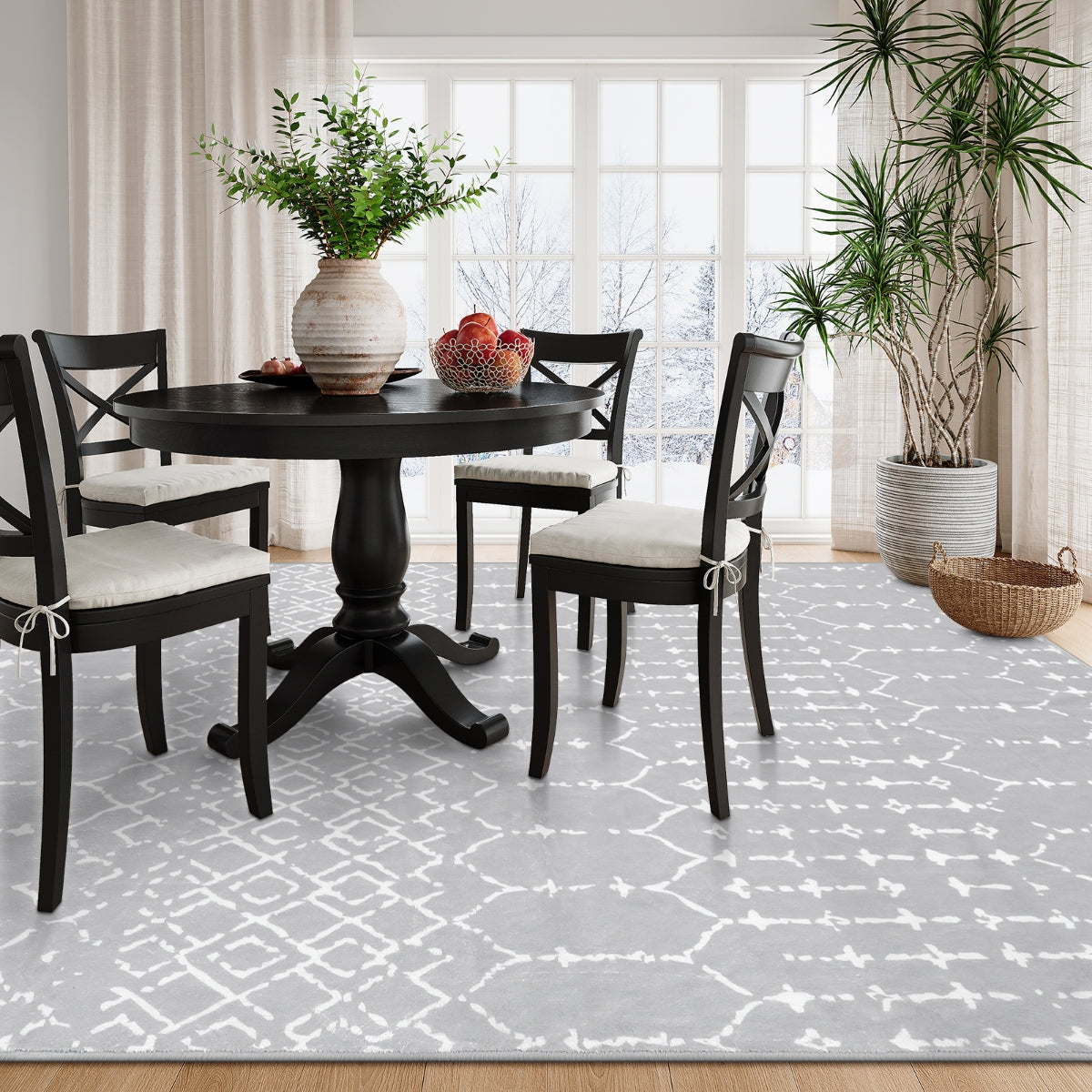 Hana Washable Moroccan Geometric Grey Area Rug Area Rugs Lahome