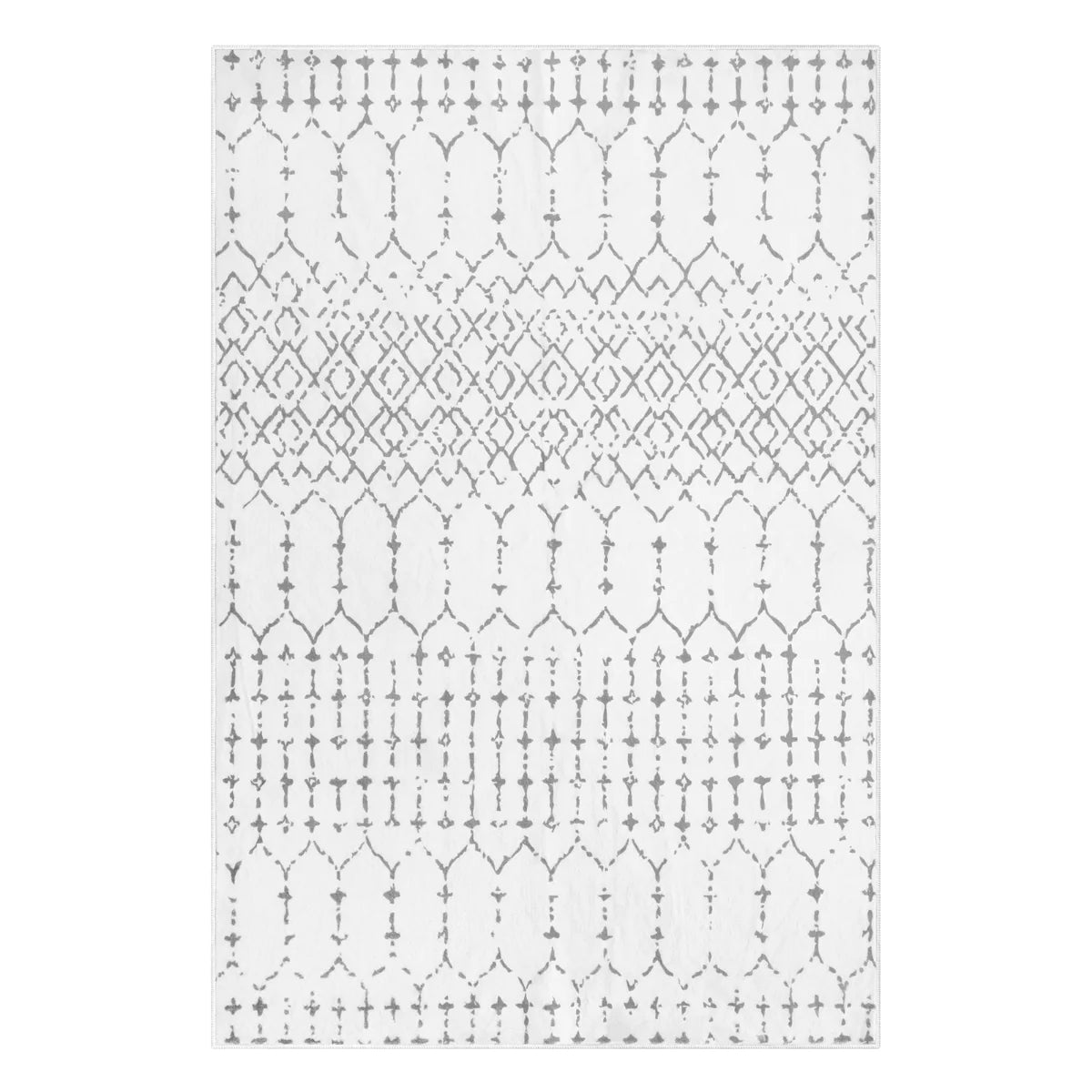 Hana Washable Moroccan Geometric White Area Rug Area Rugs Lahome