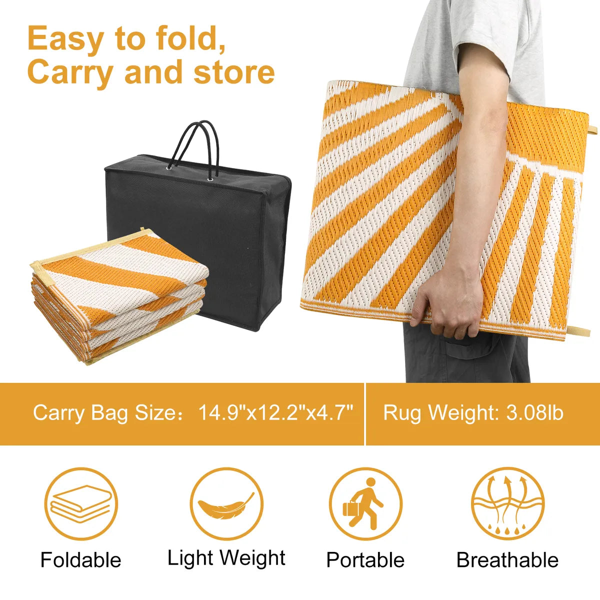 Solara Boho Waterproof Reversible Orange Outdoor Rug Clearance Rugs Lahome