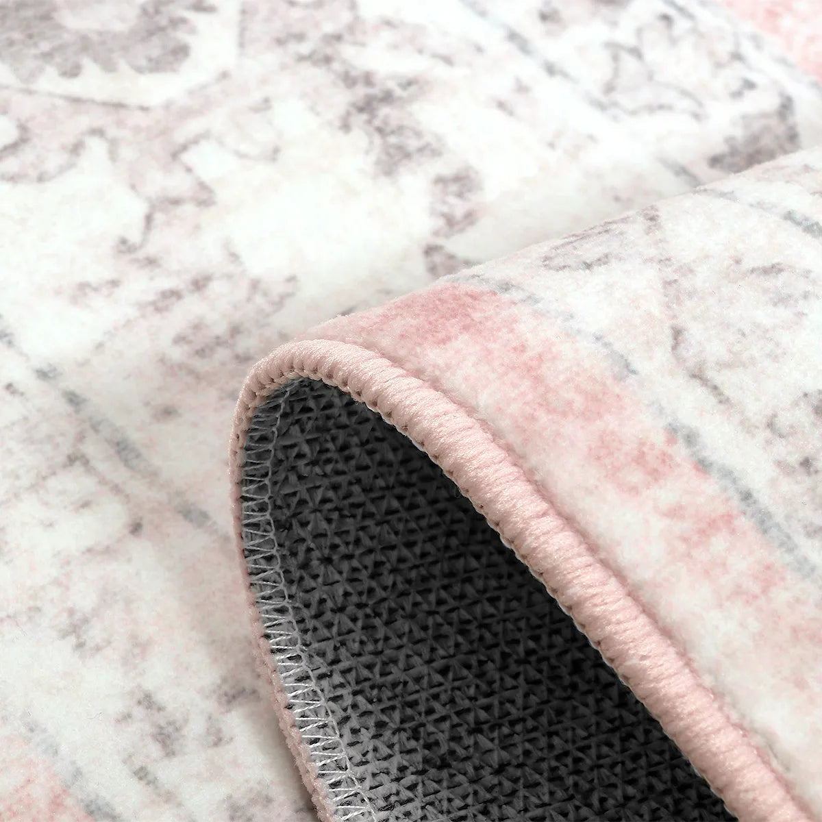 Alene Washable Vintage Medallion Floral Pink Rug Area Rugs Lahome