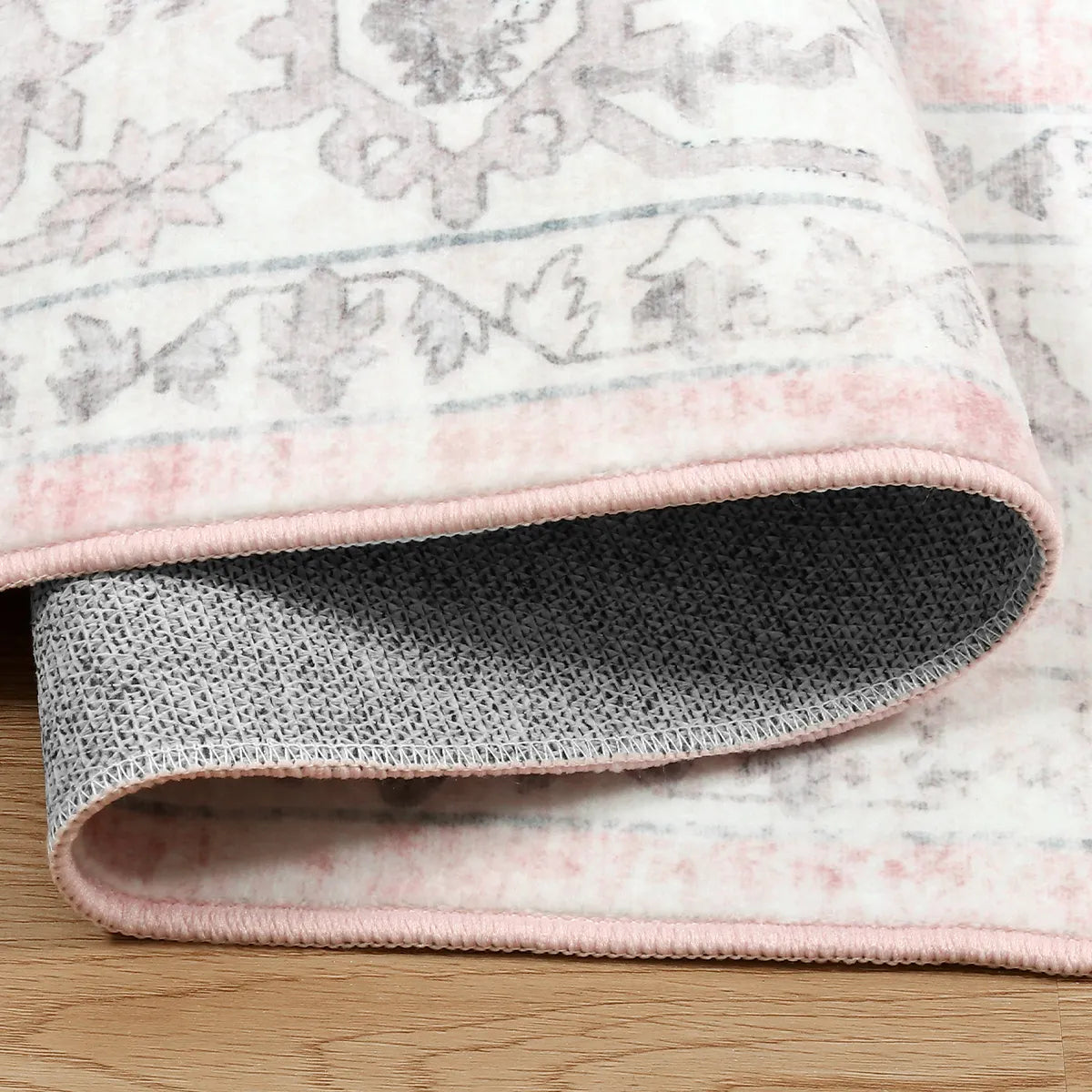 Alene Washable Vintage Medallion Floral Pink Rug Area Rugs Lahome