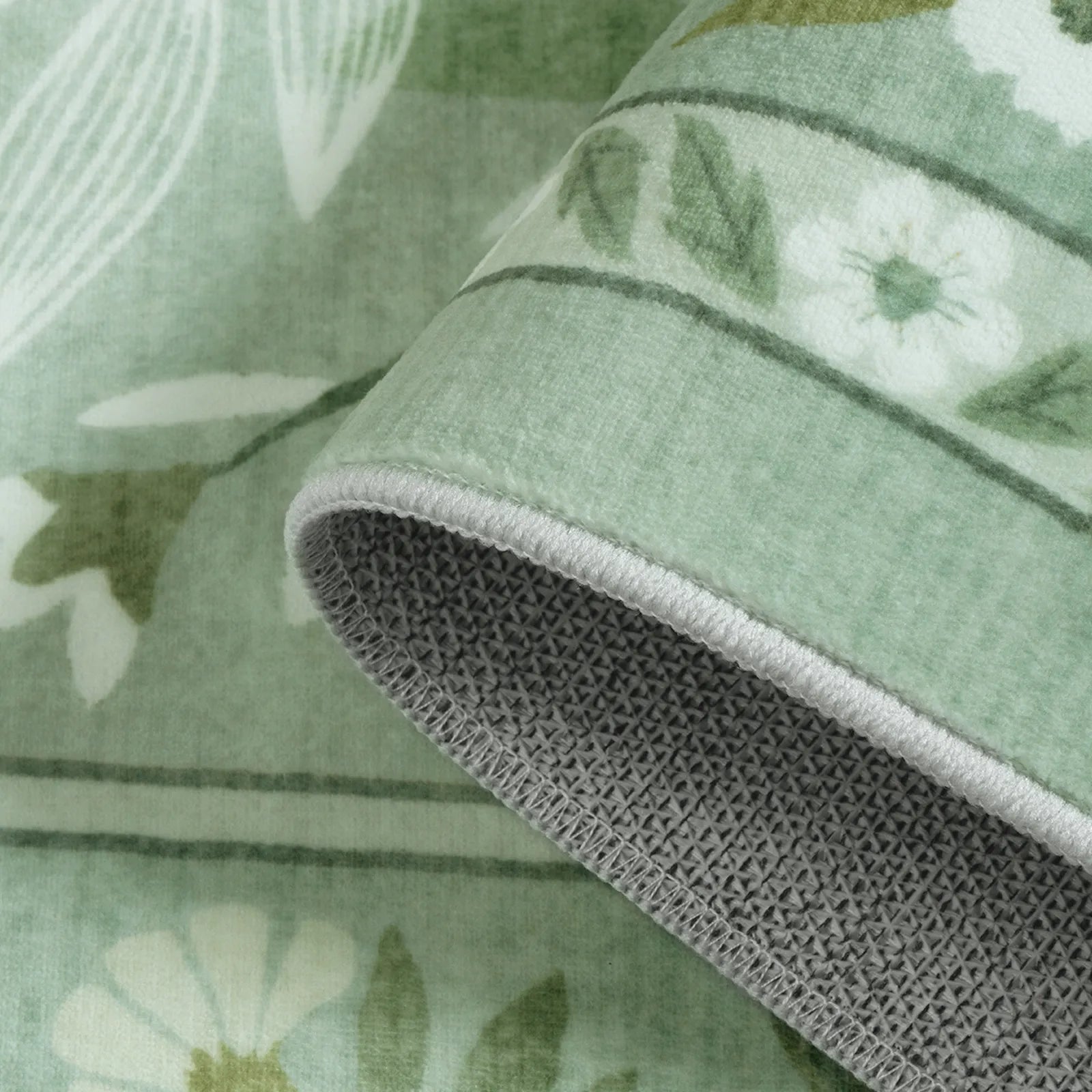 Alma Washable Modern Natural Botanical Floral Light Green Rug Area Rugs Lahome