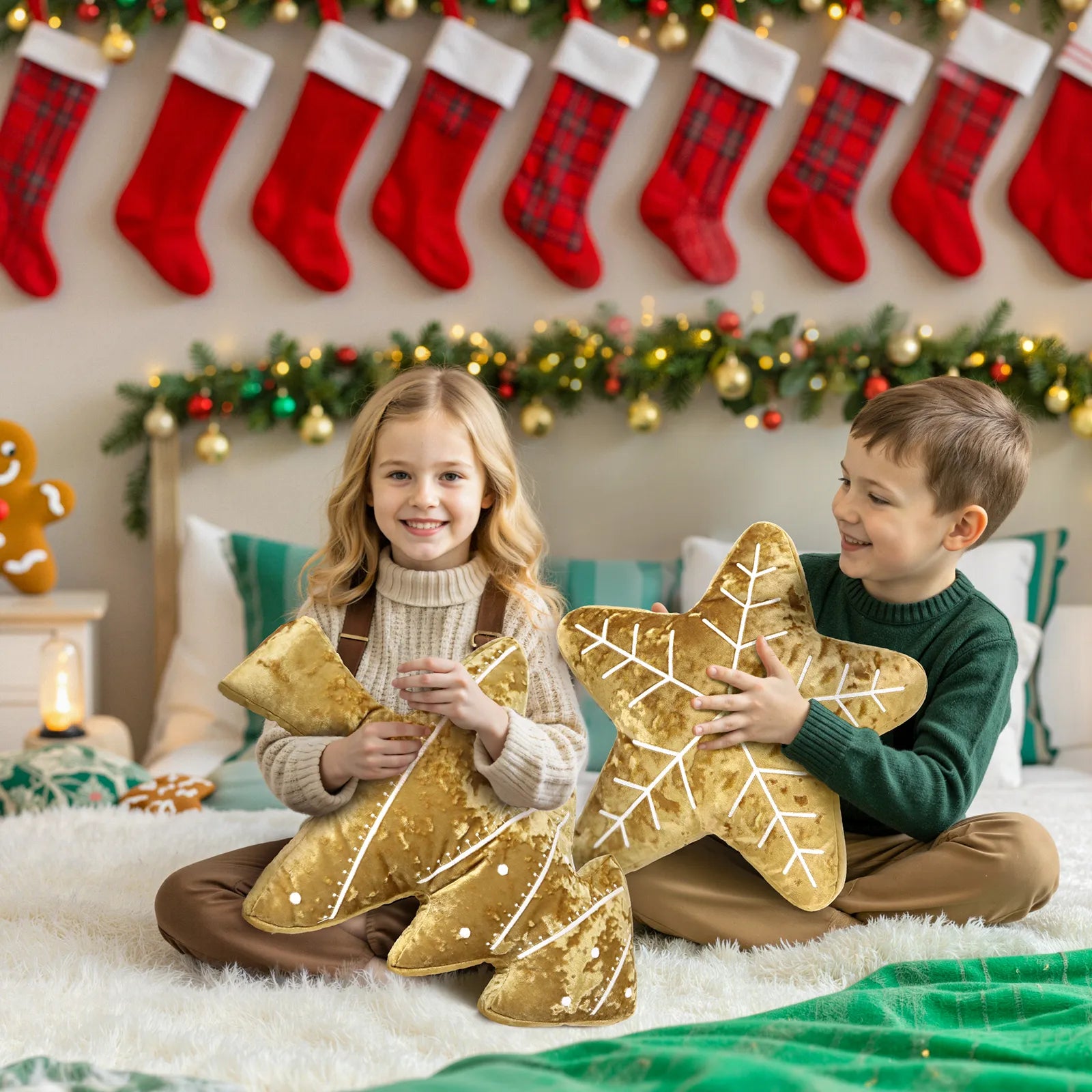 Antoine Christmas Golden Tree Plush Pillow Pillow Lahome