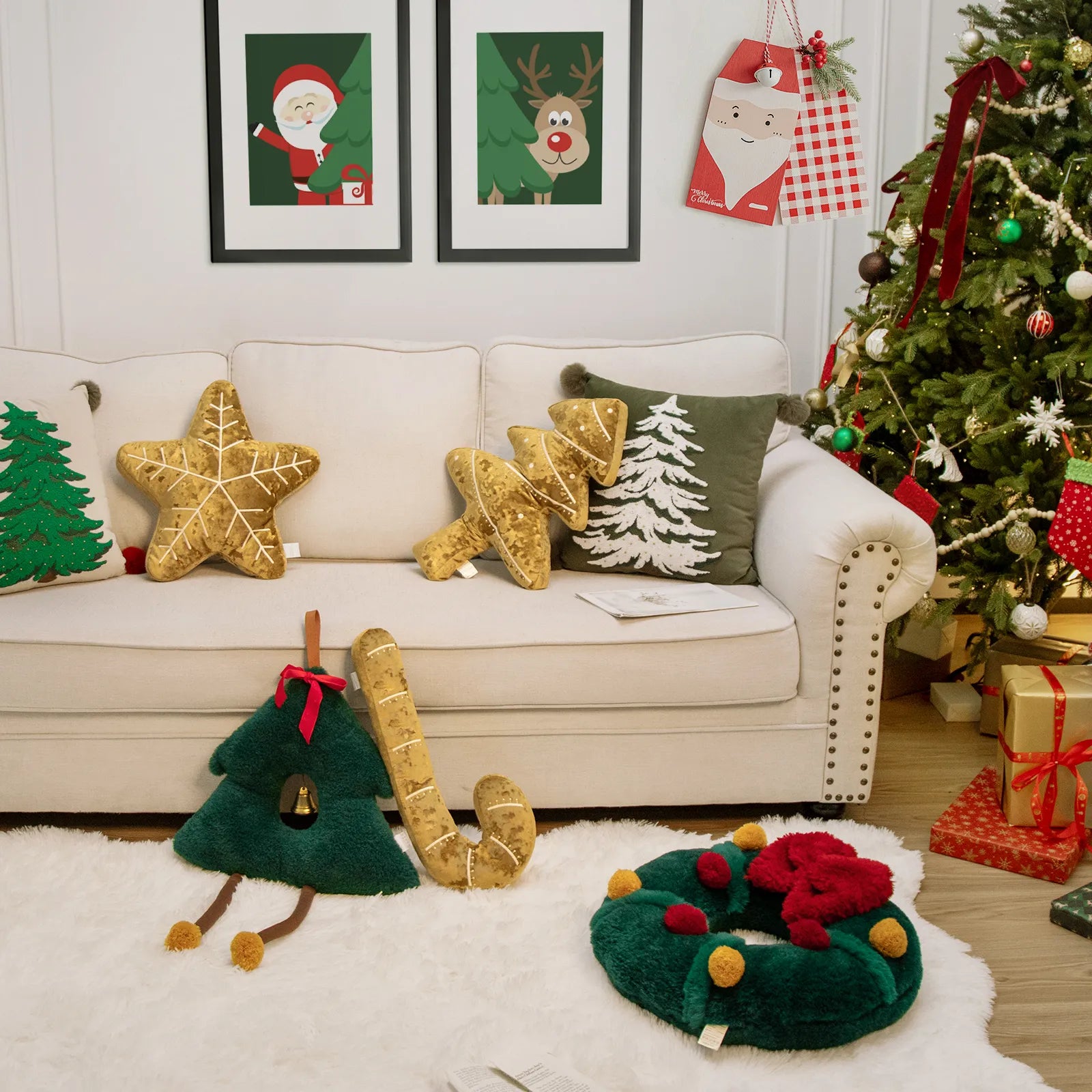 Apogee Christmas Star Shape Plush Pillow Pillow Lahome