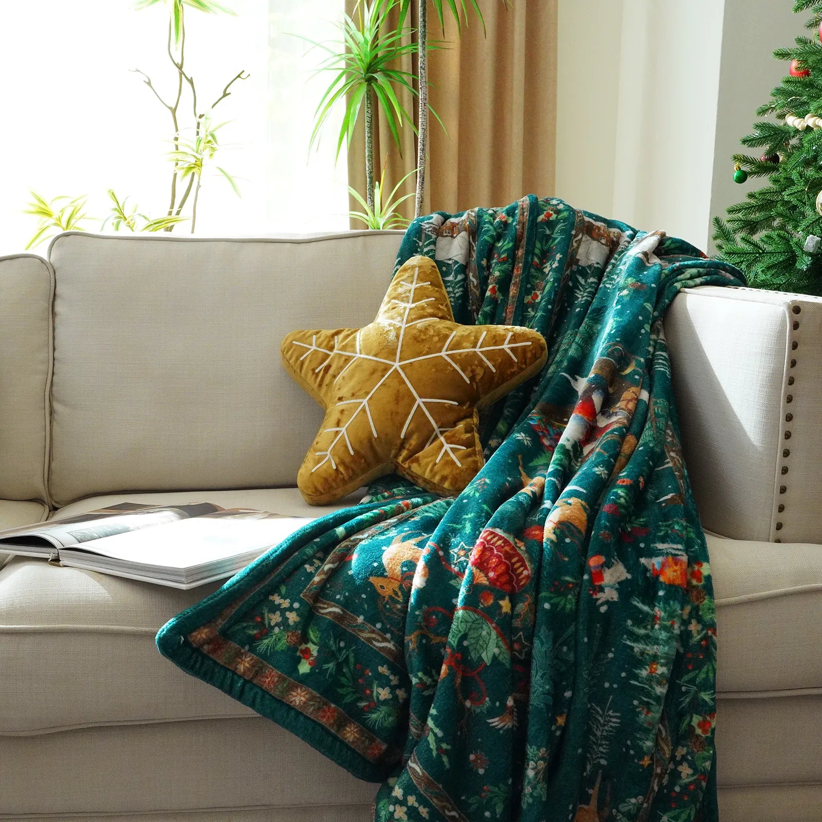 Apogee Christmas Star Shape Plush Pillow Pillow Lahome