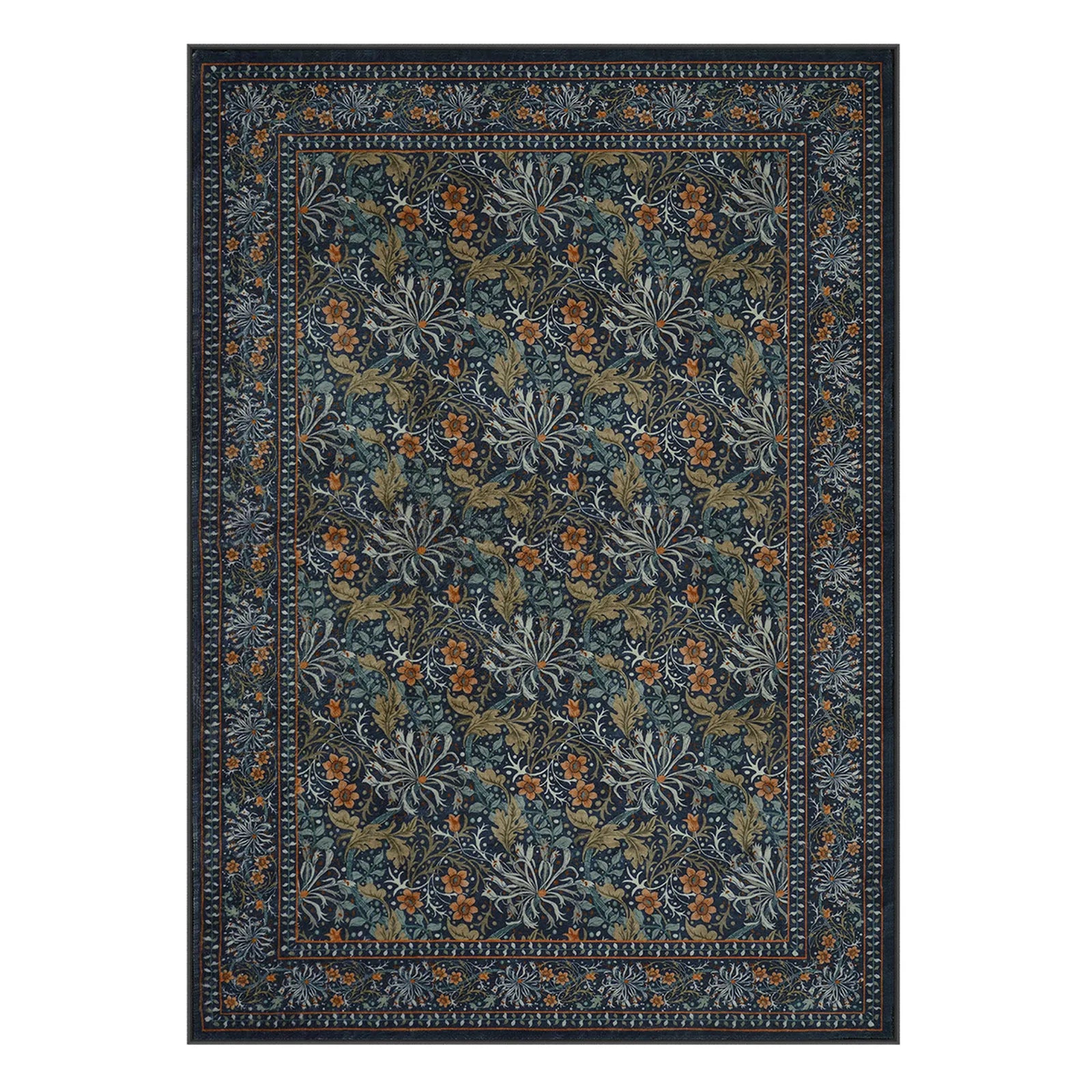 Arbore Washable Boho Vintage Floral Dark Green Rug Area Rugs Lahome