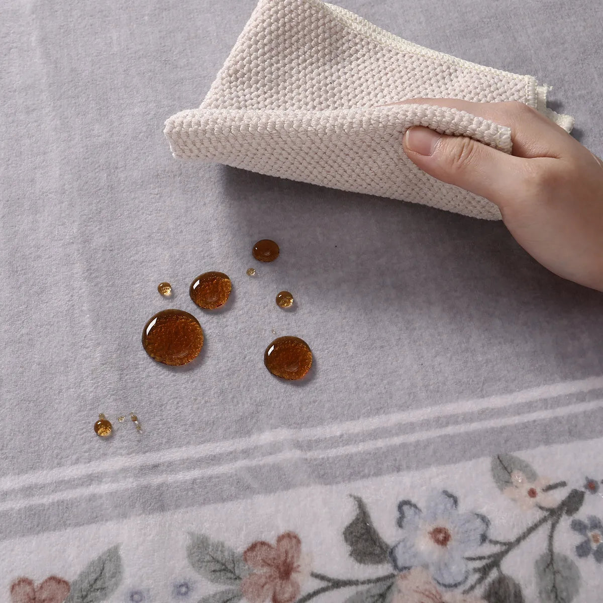 Ariele Washable Vintage Floral Scalloped Gray Purple Rug Area Rugs Lahome