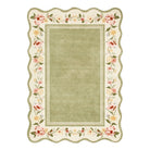 Ariele Washable Vintage Floral Scalloped Sage Green Rug Area Rugs Lahome