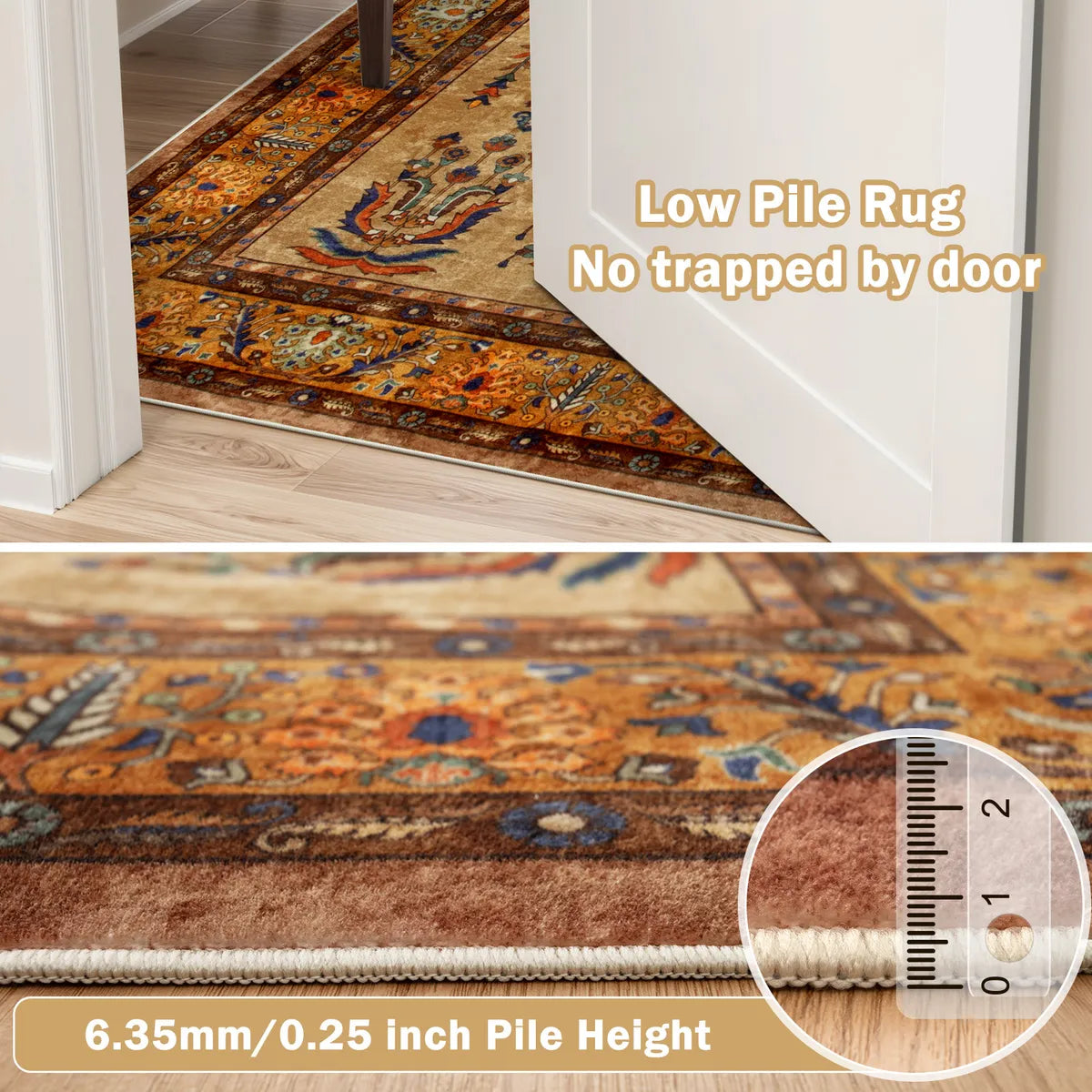 Auguste Washable Vintage Medallion Floral Brown Rug Rugs Lahome