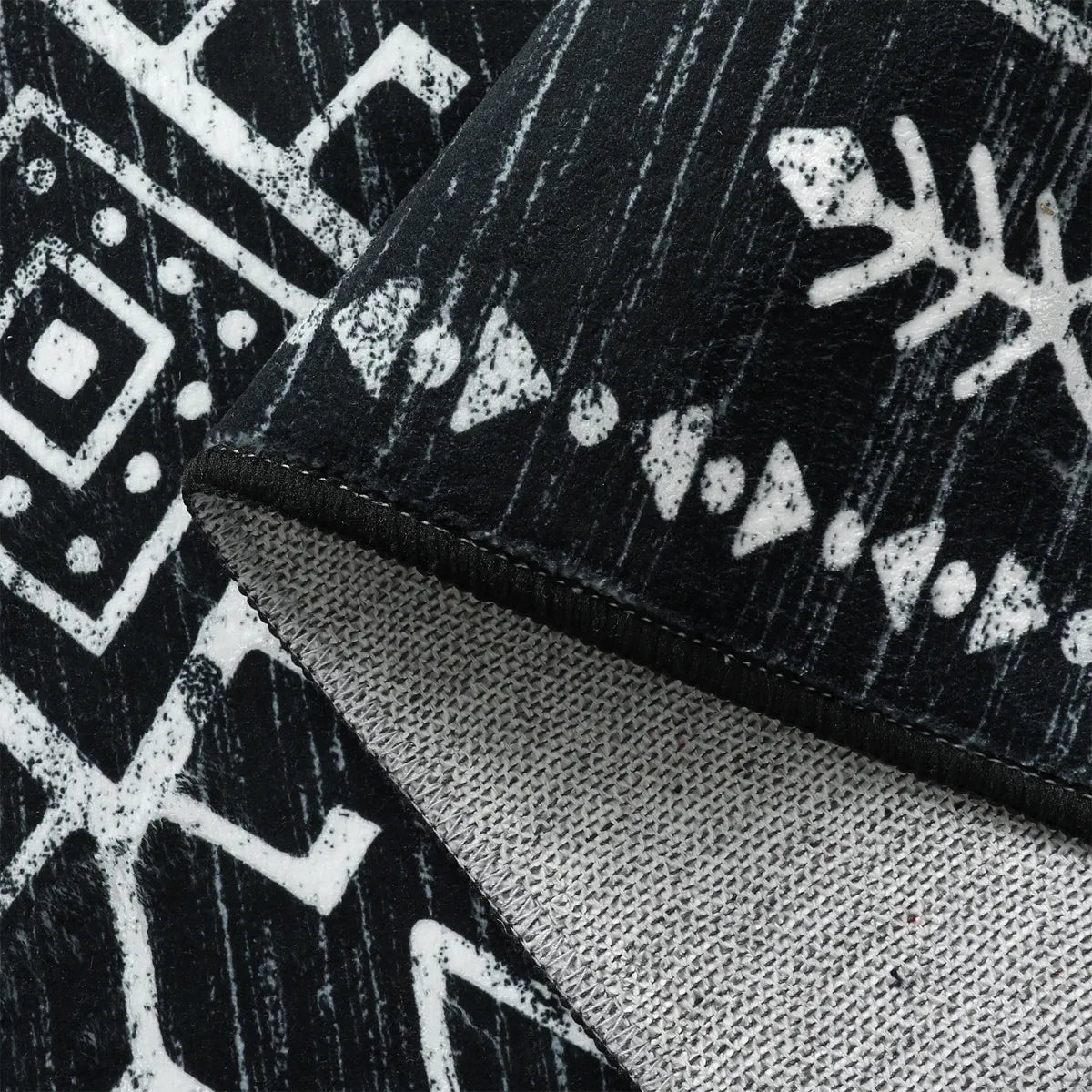 Vivienne Washable Aztec Moroccan Distressed Black Rug Area Rugs Lahome