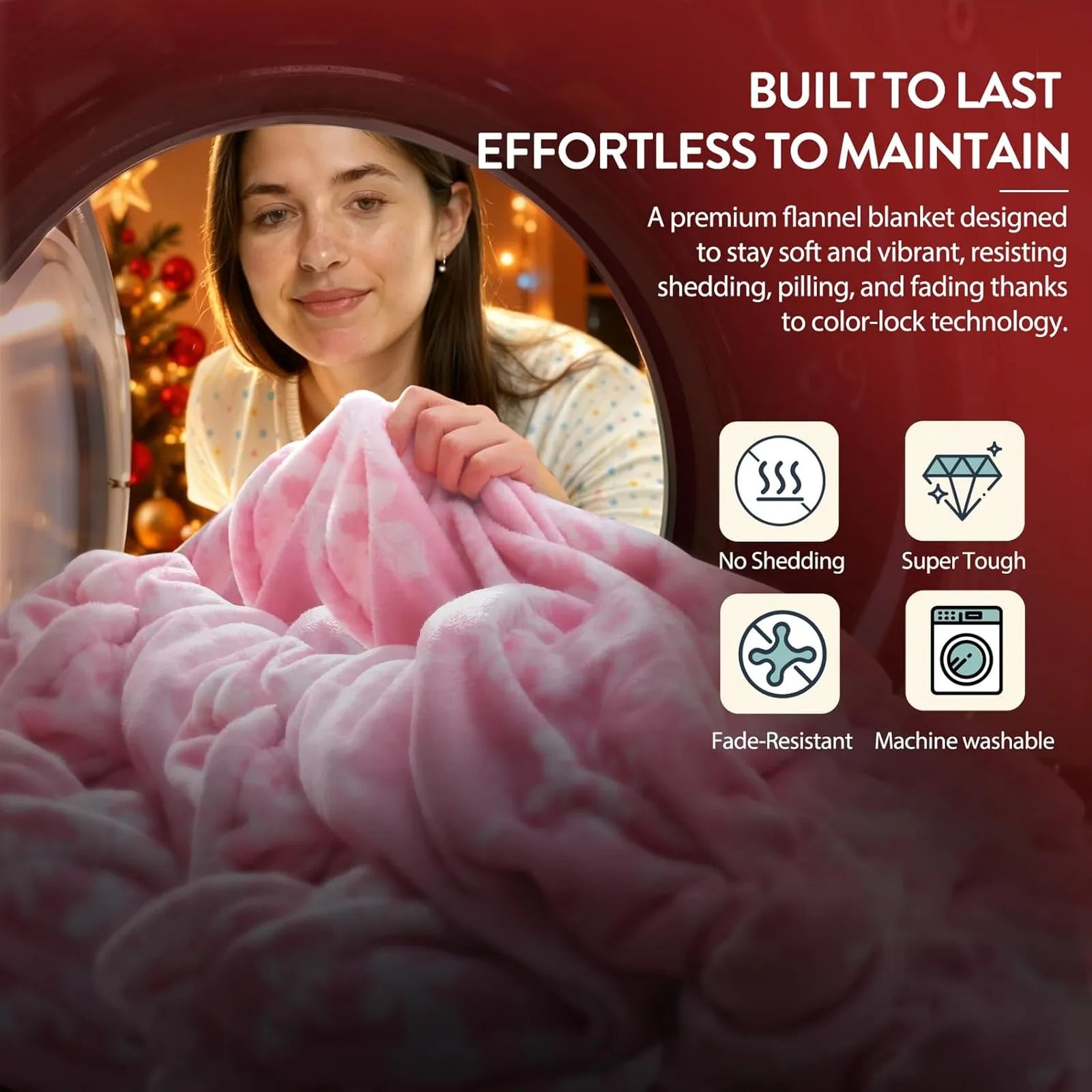 Blaise Christmas Washable Snowflake Pink Blanket Blanket Lahome