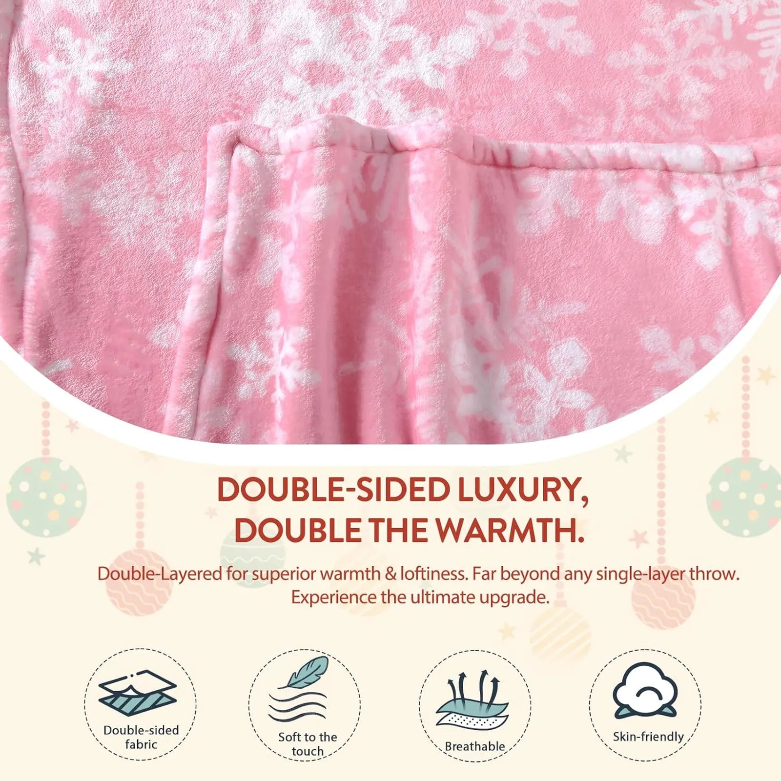 Blaise Christmas Washable Snowflake Pink Blanket Blanket Lahome