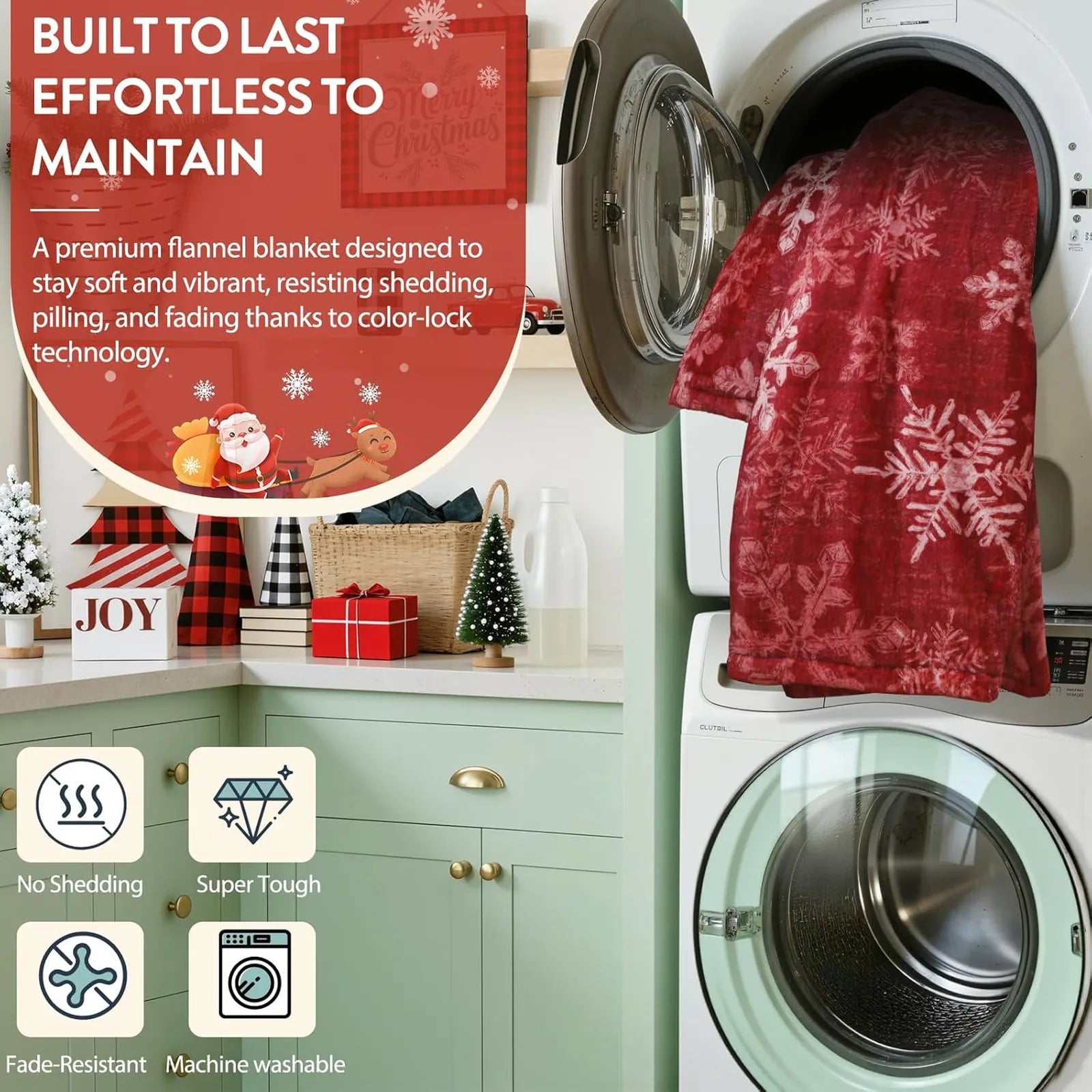 Blaise Christmas Washable Snowflake Red Blanket Blanket Lahome