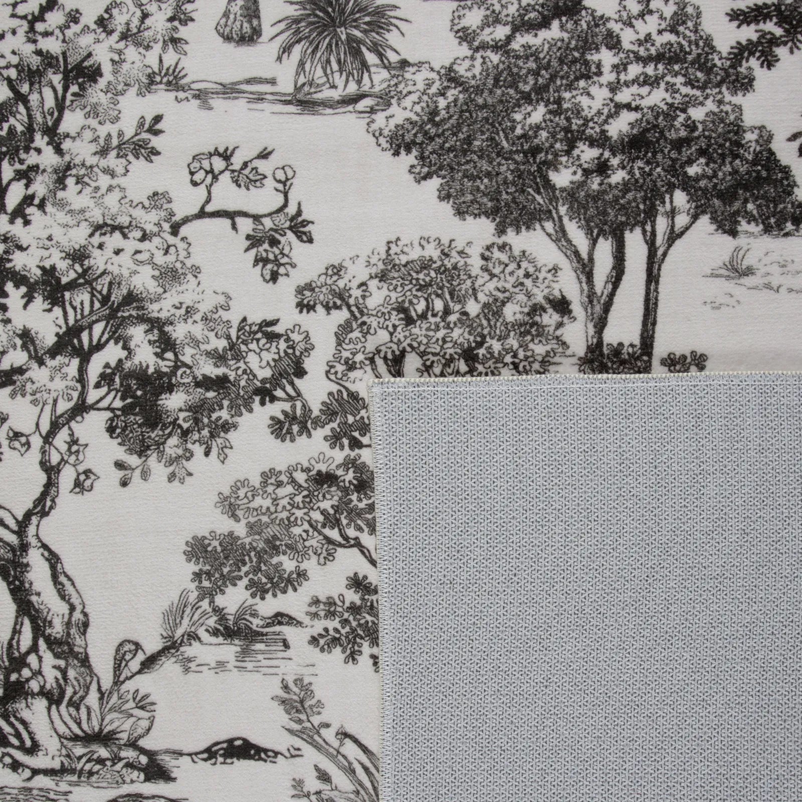 Brume Washable Vintage Toile Tiger Grey Rug Area Rugs Lahome