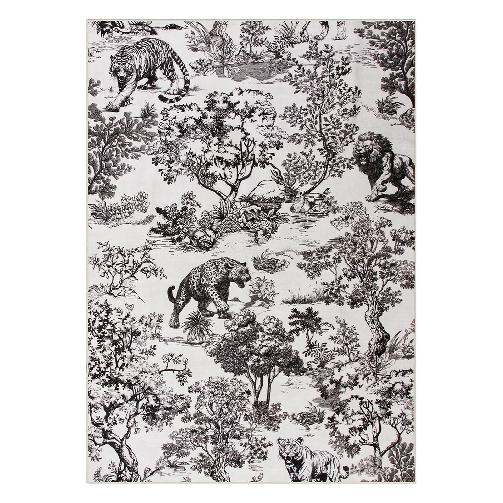 Brume Washable Vintage Toile Tiger Grey Rug Area Rugs Lahome