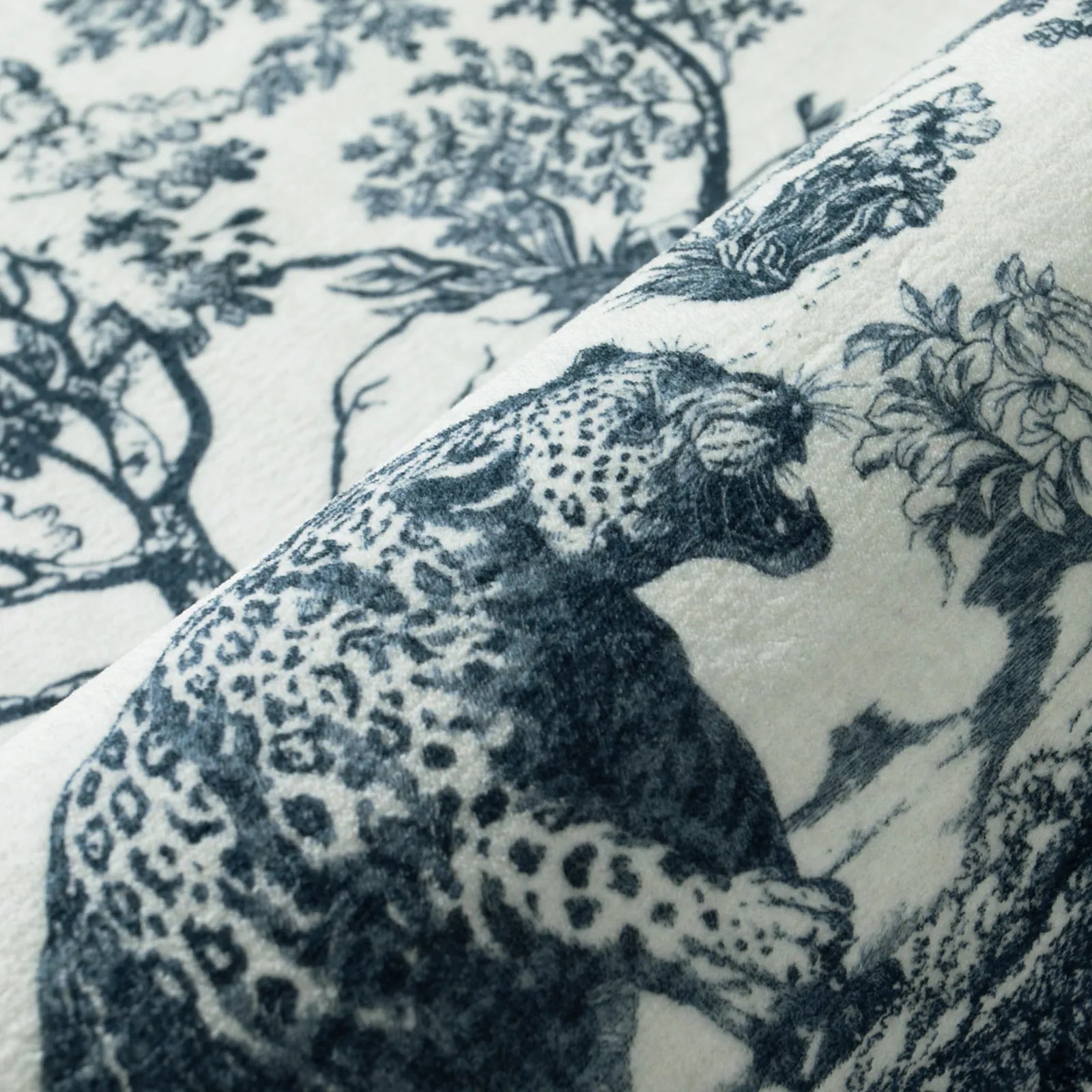 Brume Washable Vintage Toile Tiger Navy Blue Rug Area Rugs Lahome