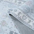 Cachet Washable Boho Oushak Floral Light Blue Rug Rugs Lahome