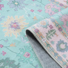 Cachet Washable Boho Oushak Floral Pink/Green Rug Rugs Lahome