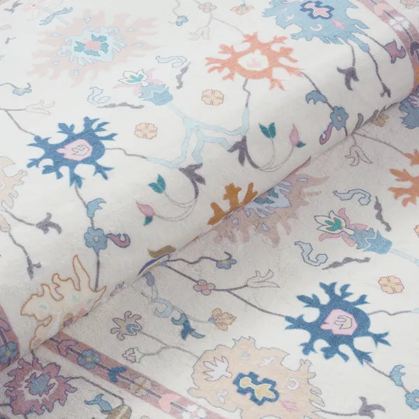 Cachet Washable Boho Oushak Floral Pink Rug Rugs Lahome