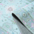 Cachet Washable Boho Oushak Floral Teal Rug Rugs Lahome