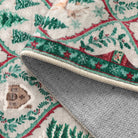 Glace Christmas Washable Tree and Reindeer Green/Beige Rug Area Rugs Lahome