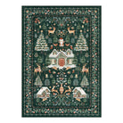 Kylian Christmas Washable Winter Snow House Green Rug Area Rugs Lahome 5' x 7'