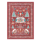 Christmas Washable Winter Snow House Red 5x7 Rug Clearance Rugs Lahome