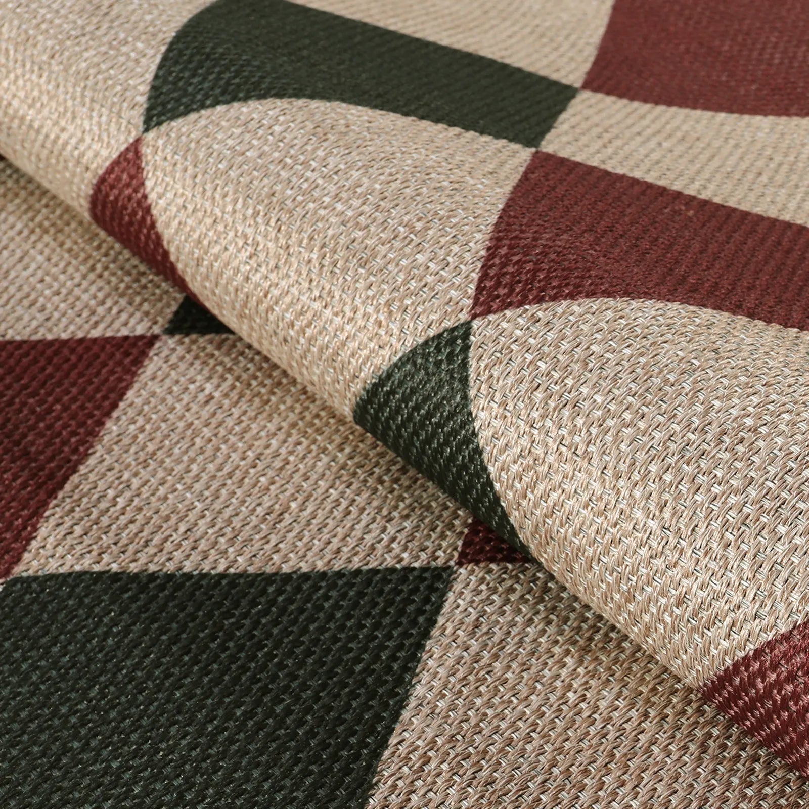 Coline Christmas Diamond Checkered Easy Jute Red&Green Rug Easy Jute Rug Lahome