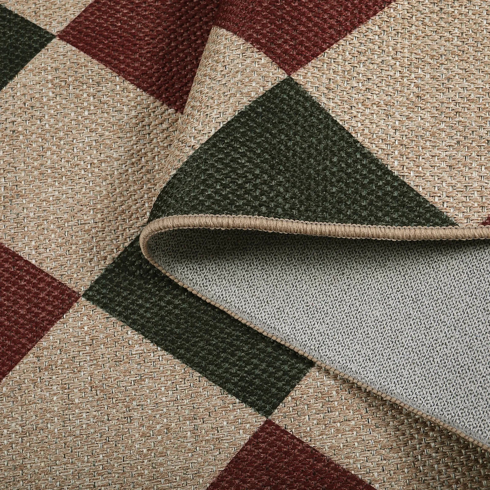 Coline Christmas Diamond Checkered Easy Jute Red&Green Rug Easy Jute Rug Lahome