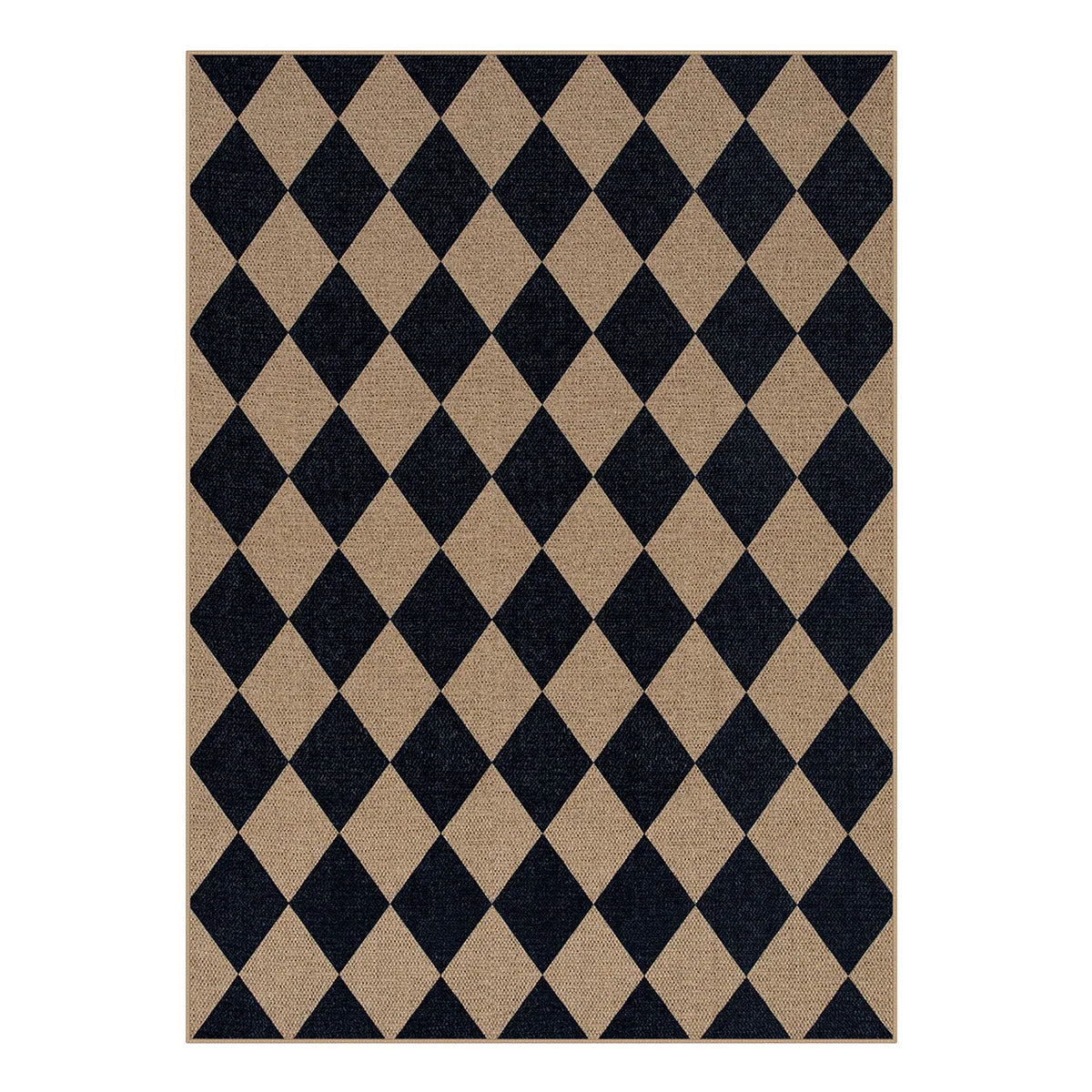 Coline Washable Geometric Checkered Easy Jute Dark Brown Indoor/Outdoor Rug Easy Jute Area Rug Lahome