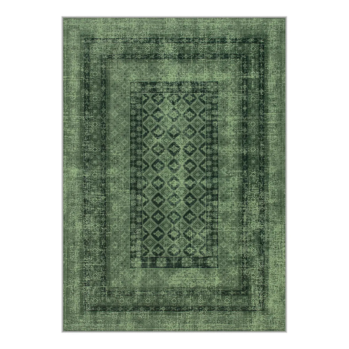 Daisy Washable Vintage Farmhouse Distressed Green Rug Area Rugs Lahome
