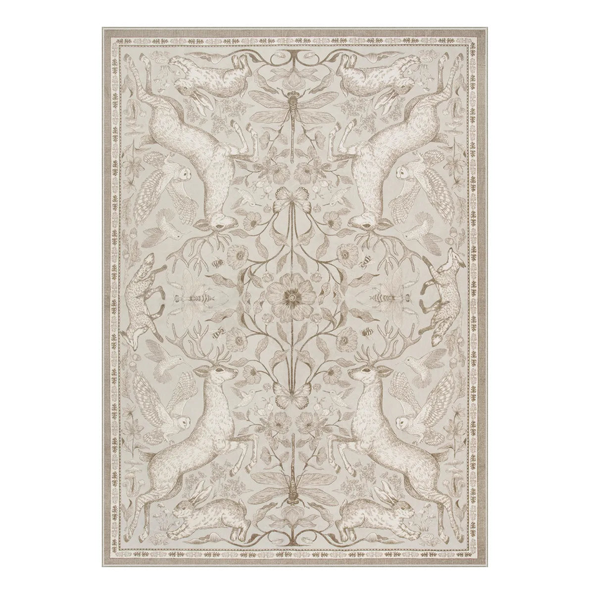 Dorval Washable Vintage Woodland Beige Rug Area Rugs Lahome