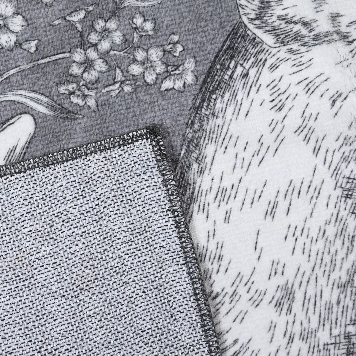 Dorval Washable Vintage Woodland Charcoal Gray Rug Area Rugs Lahome